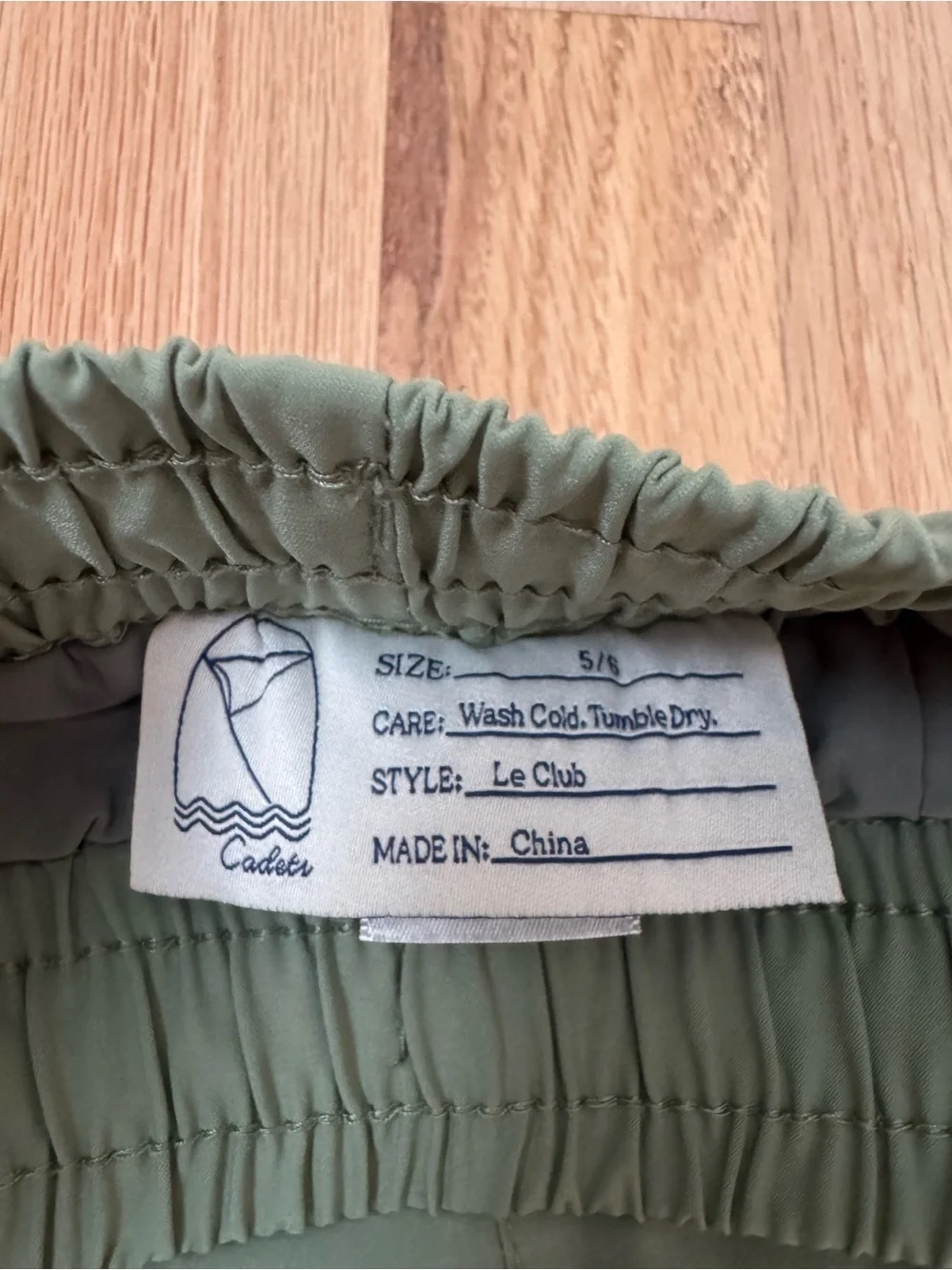Cadets Olive Green Le Club Cabana Swim shorts size 5/6